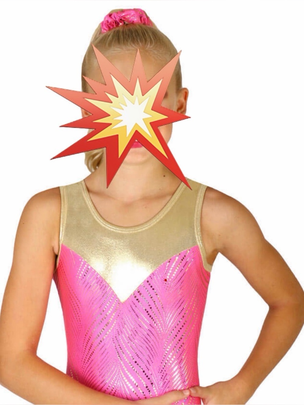 Gymnastics Girls' Pink and Gold Athletic One-Piece Bodysuit